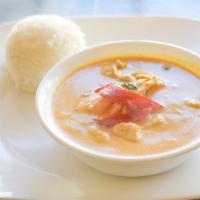 Panang Curry · Spicy Panang curry with coconut milk, bell pepper and sweet basil.