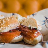 The Standard · House-Cured Gravlax, Plain Cream Cheese, Tomato, Capers, Red Onion, Choice of Bagel. Served ...