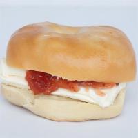 J. Bagel Sandwich · Cream cheese and jelly on a bagel.