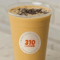 Mango Tango · 310 Unflavored Protein, Almond Milk, Lemon Juice, Monk Fruit, Mango, Pineapple, Banana.