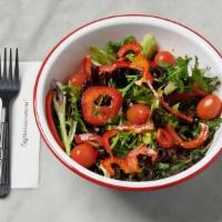 Antica Salad · Mixed greens, grape tomatoes, black olives, red peppers and with red wine vinaigrette on the...