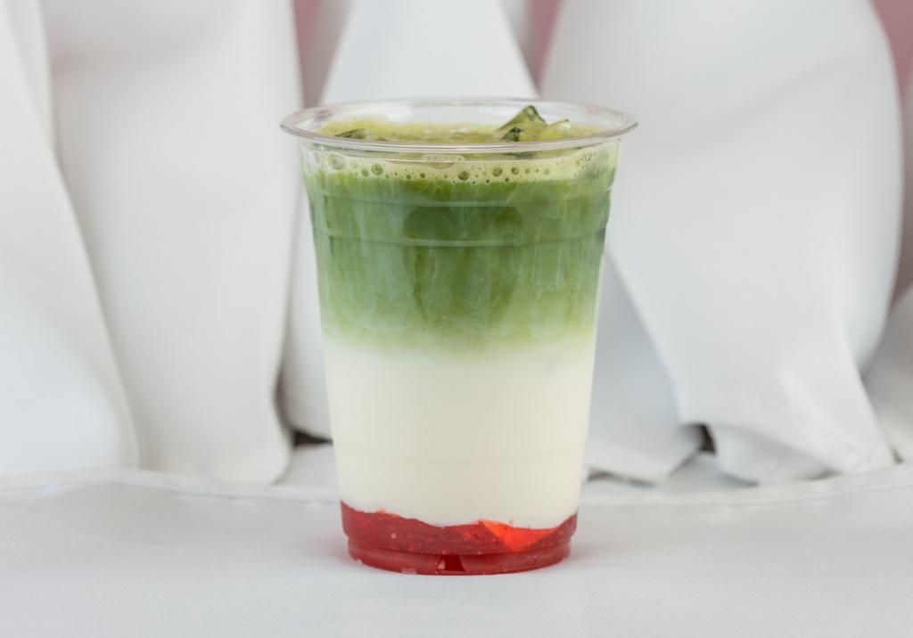 Red, White & Matcha · The best-selling drink entails hand whisked ceremonial grade matcha and it has the best strawberry bottom to make this drink tastes like a strawberry shortcake.


Drinks do not come with Boba