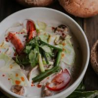 Tom Kha With Artichoke Hearts · Fragrant coconut milk-based herbal soup. A blend of lemongrass, kaffir lime leaves, galangal...