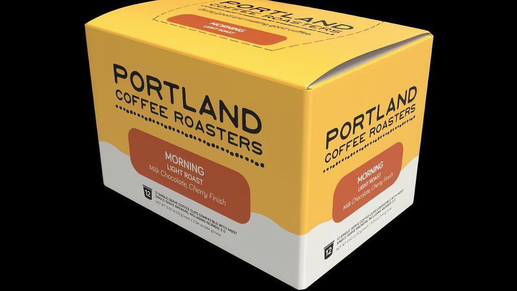 Morning Blend- Single Serve · A coffee with bright acidity, a clean body, and notes of caramel in a crisp, balanced cup. This light roasted blend of coffees from Papua New Guinea and Peru is a perfect complement to your morning ritual, and a great way to start your day.. Soft, Caramel, Silky. 1x 12ct (12 cups total)