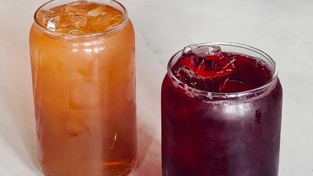 Iced Tea · Your choice of either classic Black Iced Tea or refreshing caffeine-free Hibiscus Mango. Crafted  by none other than the illustrious Steven Smith Teamaker.