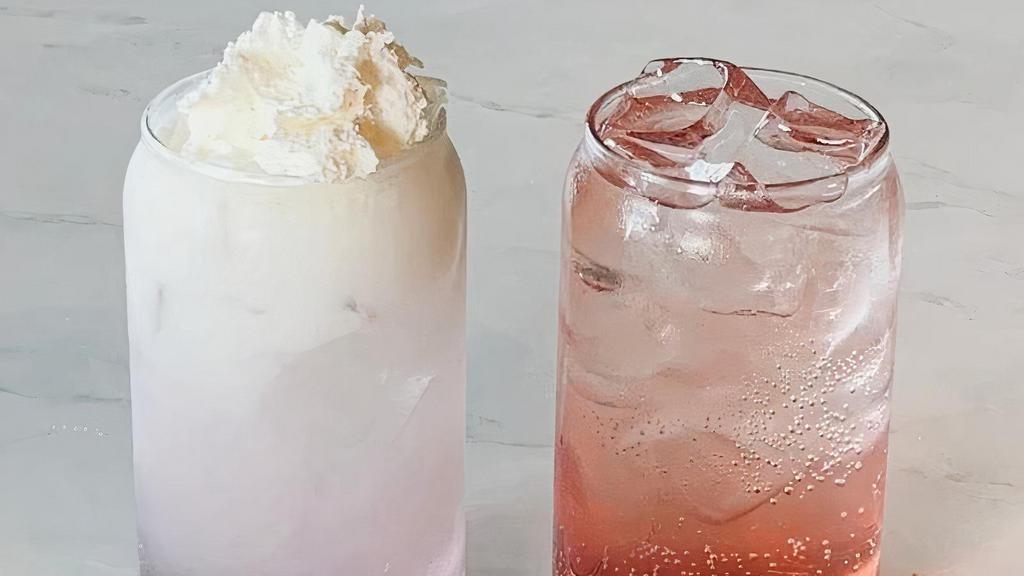 Italian Soda · Sparkling water and your choice of flavors make a sweet iced drink. Add cream or whipped cream for an extra treat!