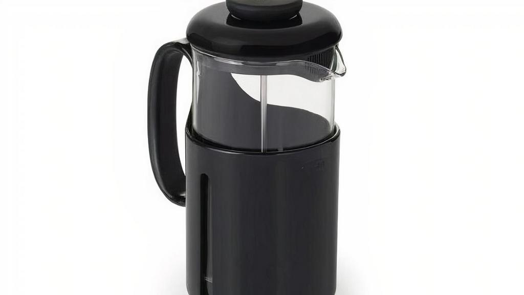 French Press- Oxo Brew- 8 Cup · The OXO Brew Venture French Press' clear Tritan carafe is durable and shatter resistant, so it's perfect for taking on the go for camping or traveling. Windows on both sides of the case show the coffee level, and the spout has a secondary level of filtration for a clean, rich taste. The 8-cup capacity is ideal for serving parties of two (or more).