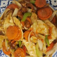 Cashew Nut · Stir-fried with onions, cashew nuts, carrot, celery, bell pepper in chef's special sauce.