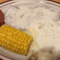 Country Fried Steak · Breaded beefsteak smothered in country gravy.