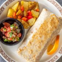 Asada Burrito · Carne Asada, pinto refried beans, rice and cheese blend. Served with Pico de Gallo and House...