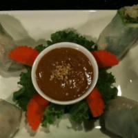 Salad Roll (2) · pork or veggies, vermicelli noodle wrapped in seasonal veggies and served with peanut sauce....
