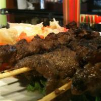 Beef Skewer (4) · Beef marinated in our special blended herbs and spices.