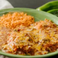 Chile Relleno · An Anaheim Chile stuffed with cheese, battered and deep fried to perfection. Served with ric...