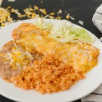 Kids Cheese Enchilada · Served with a drink & your choice of fries, tater tots or rice and beans.
