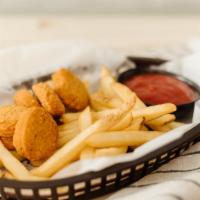 Kids Chicken Nuggets · Served with a drink & your choice of fries, tater tots or rice and beans.