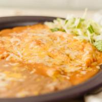 #3 Two Cheese Enchiladas, Beans And Rice · 