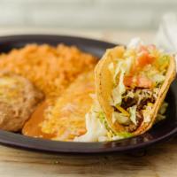 #1. Cheese Enchilada, Taco, Beans And Rice · 