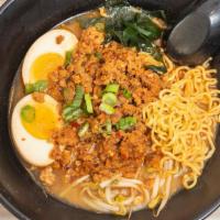 Spicy Pork Ramen · Hot & Spicy. Egg, spicy ground pork, seaweed, bean sprouts and green onions.