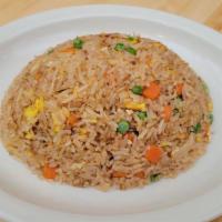 1/2 Plain Fried Rice · Stir-fried rice with peas, carrots, onions, tomatoes and egg.