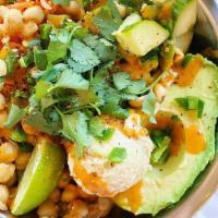 Banh Mi Bowl · Warm quinoa, kale, cucumber, shredded carrot, cumin chickpeas, avocado, hummus, diced jalape...