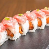 Kill Bill · King salmon, tempura green onion, spicy mayo topped with negi toro and ponzu sauce