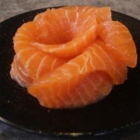 Salmon Sashimi · Raw. Four pieces.