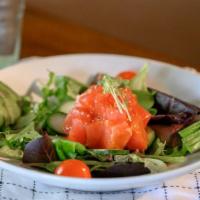 Poke Tuna Or Salmon Salad · Hawaiian-style tuna or salmon salad with English cucumber, sweet onions and spicy sesame pok...