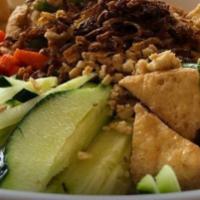 Egg Rolls Vermicelli Bowl · Contains Nuts. Vermicelli noodle served in a bowl with lettuce, bean sprouts, and topped wit...