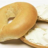 Bagel & Cream Cheese · Bagel, toasted and topped with cream cheese.