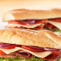 Spicy Italy Sandwich · Pepperoni, Genoa salami, hot butt capicola, provolone cheese, lettuce, tomatoes, red onion, ...