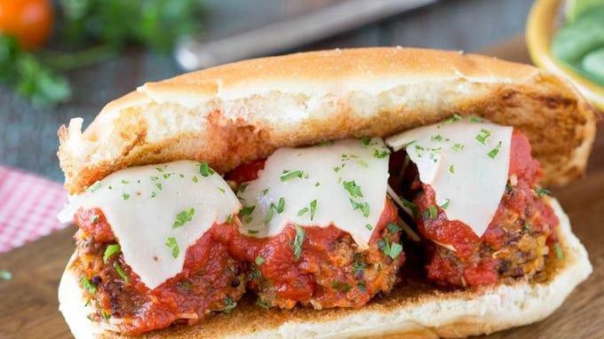  Meatball Sandwich · Homemade meatballs and marinara sauce, topped with melted provolone cheese, stuffed and baked in our Italian sub roll, finished with fresh oregano and parmesan. COMBO COMES WITH YOU CHOICE ,POTATO SALAD,CIPS,MAC SALAD