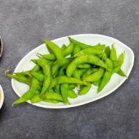 Spicy Edamame · Steamed young soybeans in their pods, seasoned with our homemade spicy ginger soy sauce.