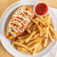 Dogo Regular (Original Hot Dog) · Salchicha envuelta en tocino / Bacon wrapped hot dog.