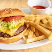 The Classic Hamburger  · comes with cheese , tomato , lettuce , mustard, mayo and ketchup