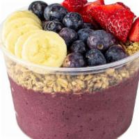 Berry Yum · BASE: açai, banana, strawberry, blueberry, house-made almond milk

TOPPINGS: organic granola...