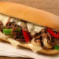 Philly Cheesesteak · Brisket, grilled onion, bell peppers, Cheddar cheese melted on your choice of bread.