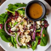Spinach Salad · Spinach, Feta Cheese, Red Onion, Dried Cranberries.