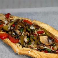 Lg Veggie · Grilled onions, mushrooms, bell peppers, lettuce, tomato, white american cheese.