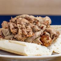 Beef & Grilled Italian Sausage · Served on French bread.