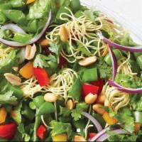 Chopped Thai Bowl · Romaine, Rice, Chowmein Noodles, Peanuts, Red and Yellow Peppers, Carrots, Edamame, Cilantro...
