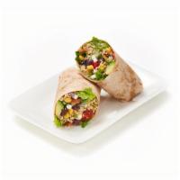 Rancho Mirage Wrap · Romaine, basmati rice, black bean corn salsa, grape tomatoes, crushed pita chips, feta, cila...