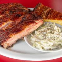  Ribs (Small Plate) · Four ribs and your choice of side.