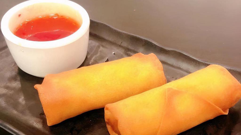 Veggie Spring Roll (2 Pieces)春卷 · With sweet-n-sour dipping sauce. Cabbage, celery, carrots, green onions and Chinese noodles in a crispy wonton wrapper.