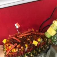 Piña Loca · Pineapple , cucumber , mango , jícama , chamoy , tajín.