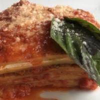 Lasagna · Meat lasagna with ricotta, mozzarella, parmesan.
NO GLUTEN FREE OPTION
