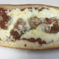 Hot Meatball Wedge Sandwich · Homemade meatballs with homemade marinara sauce, mozzarella cheese, pop it in the oven, and ...