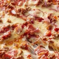 Meat Lovers · Fresh whole milk mozzarella, homemade pizza sauce. Pepperoni and sausage with all the veggie...