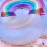 Over The Rainbow Cupcake · Rainbow confetti cake with cream cheese frosting, rainbow sprinkles and sugar rainbow
