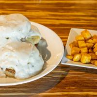 Biscuits & Gravy · Fresh biscuits with sausage patties smothered in our house made peppered gravy. Served with ...