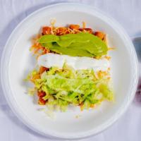 Five Rolled With Guacamole And Sour Cream · With cheese, guacamole, sour cream and lettuce